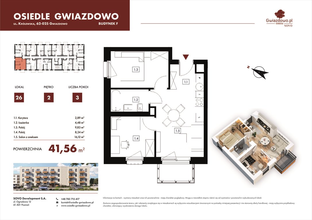 Nowe mieszkanie trzypokojowe Osiedle Gwiazdowo Gwiazdowo, Mikołaja Kopernika 4  42m2 Foto 1