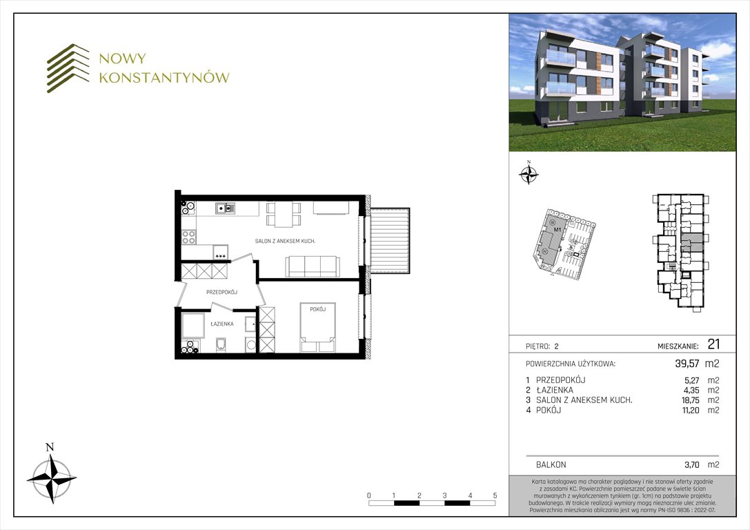 Nowe mieszkanie dwupokojowe Nowy Konstantynów Konstantynów Łódzki, Kosynierów 10 B  40m2 Foto 1