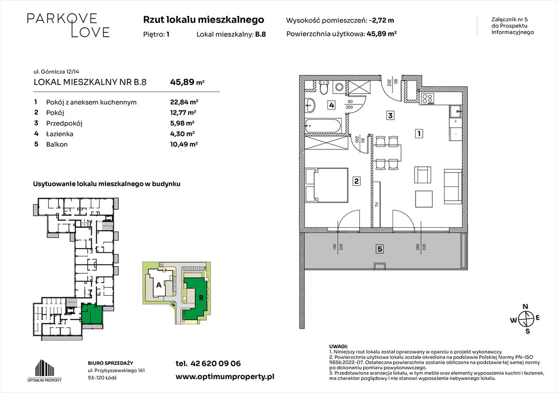 Nowe mieszkanie dwupokojowe PARKOVE LOVE Łódź, Bałuty-Doły, ul. Górnicza 12/14  46m2 Foto 1