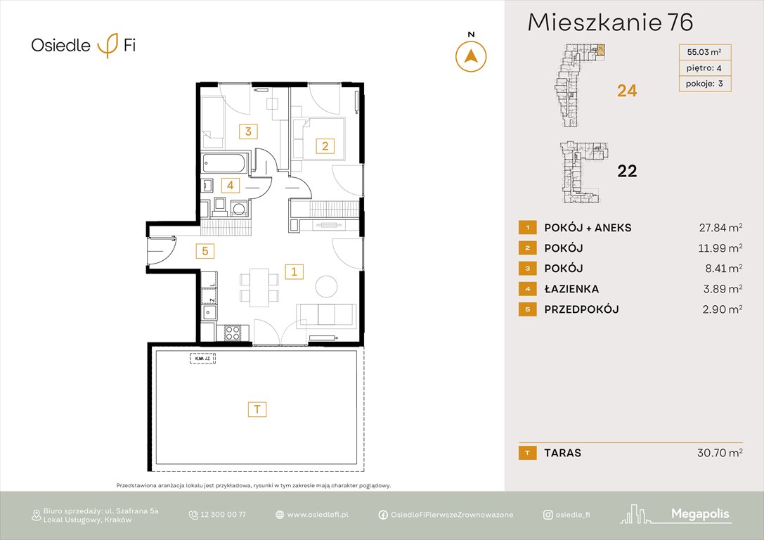 Nowe mieszkanie trzypokojowe Osiedle FI Kraków, Rzemieślnicza 22-24  55m2 Foto 1