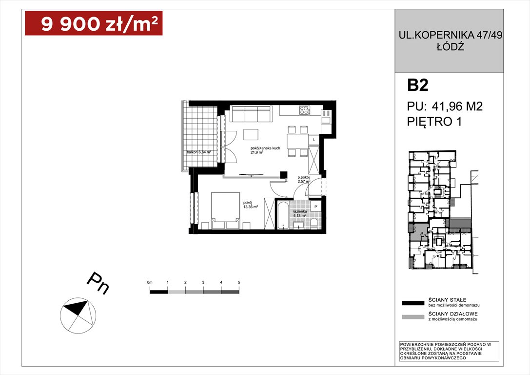 Nowe mieszkanie dwupokojowe APARTAMENTY KOPERNIKA ŁÓDŹ, Polesie, Kopernika 49/49A  42m2 Foto 1