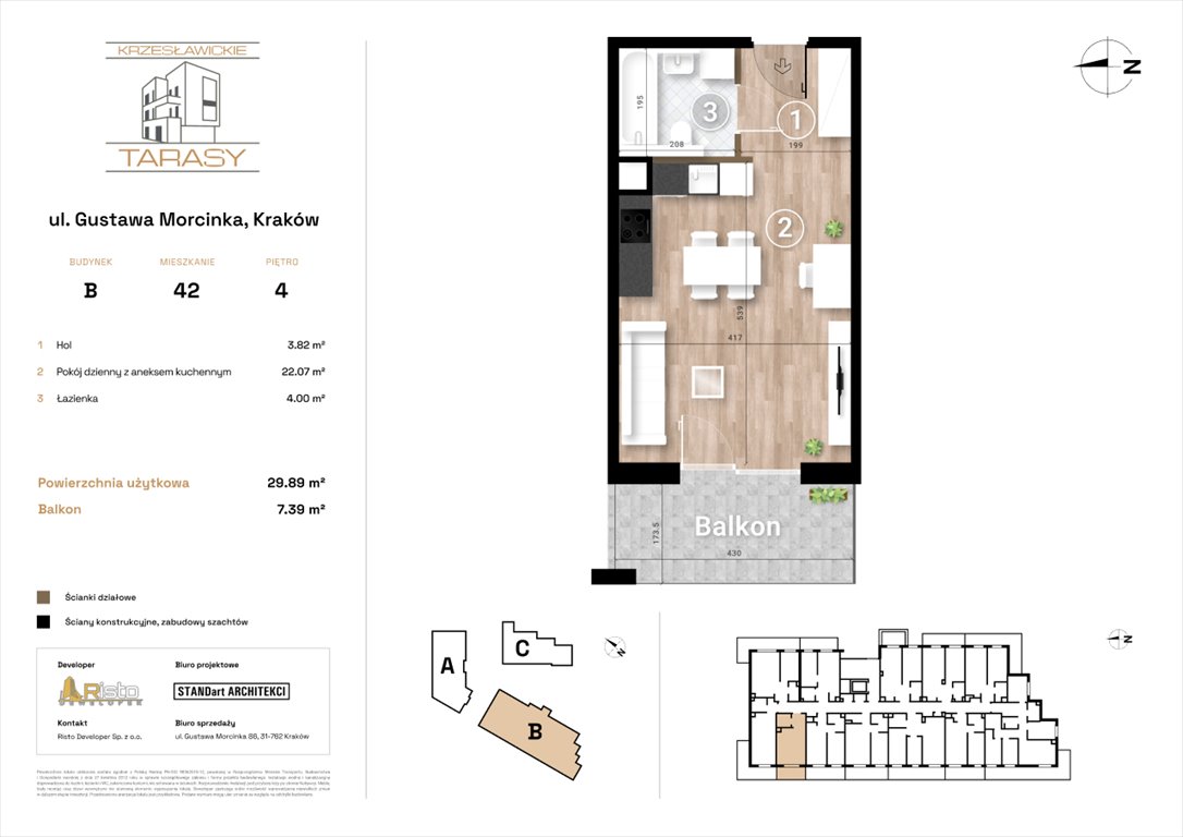 Nowa kawalerka KRZESŁAWICKIE TARASY Kraków, Wzgórza Krzesławickie, Gustawa Morcinka  30m2 Foto 1
