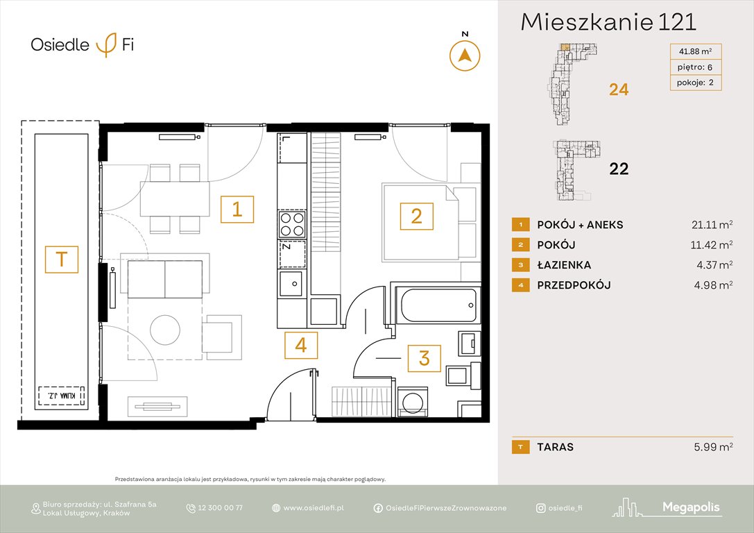 Nowe mieszkanie dwupokojowe Osiedle FI 3 Kraków, Rzemieślnicza 22-24  42m2 Foto 1