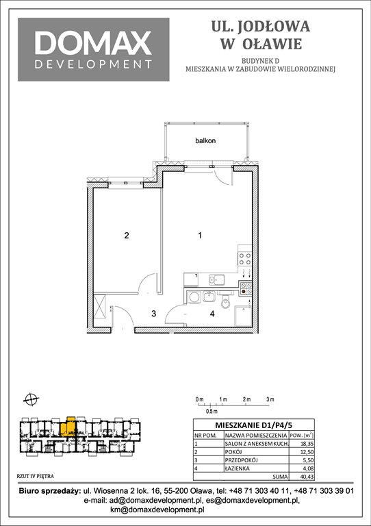 Nowe mieszkanie dwupokojowe Osiedle Jodłowa etap II bud D Oława, Nowy Otok, Jodłowa 38-40  40m2 Foto 1