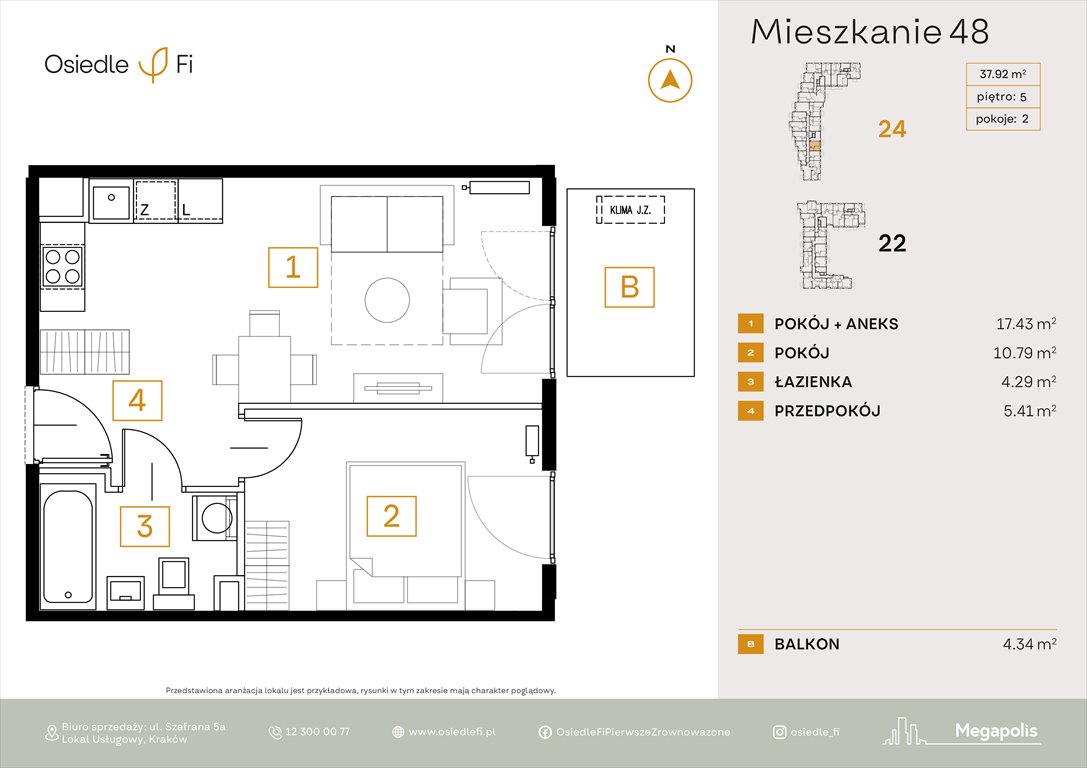 Nowe mieszkanie dwupokojowe Osiedle FI 3 Kraków, Rzemieślnicza 22-24  38m2 Foto 1