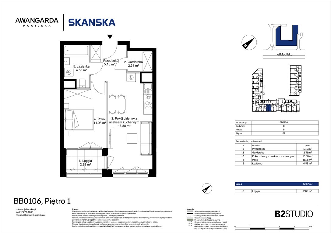 Nowe mieszkanie dwupokojowe Awangarda Mogilska Kraków, Prądnik Czerwony, Mogilska 126  43m2 Foto 1