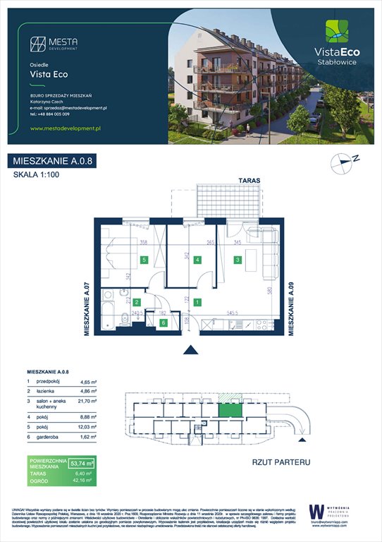 Nowe mieszkanie trzypokojowe Vista Eco budynek A Wrocław, Fabryczna, Łomnicka  54m2 Foto 1