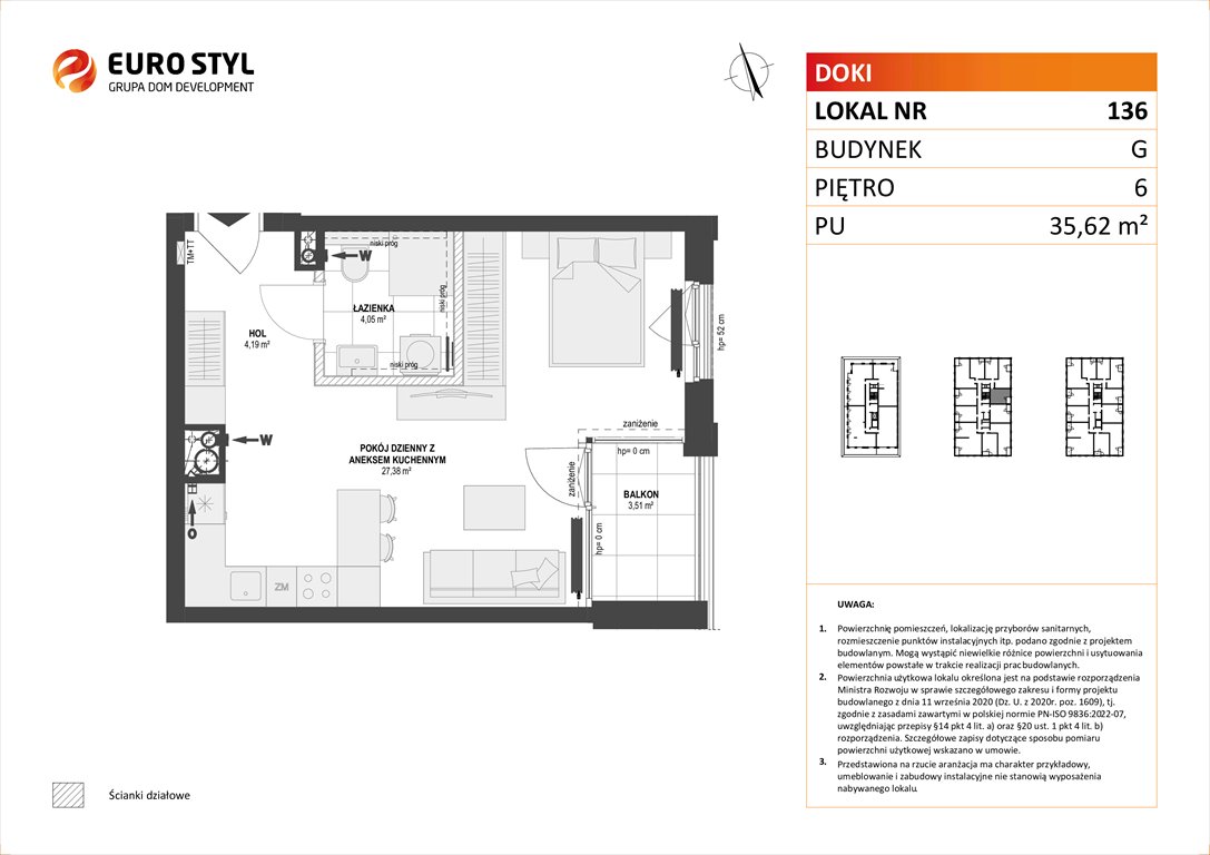 Nowa kawalerka DOKI LIVING Gdańsk, Śródmieście, ks. Jerzego Popiełuszki/Rybaki Górne  36m2 Foto 1