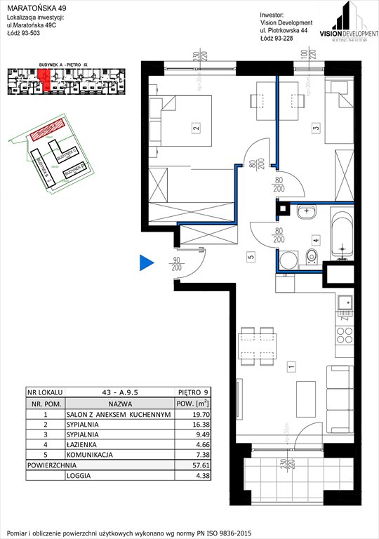 Nowe mieszkanie trzypokojowe Maratońska 49 Nowa Retkinia  Łódź, Retkinia, Maratońska 49C  58m2 Foto 1