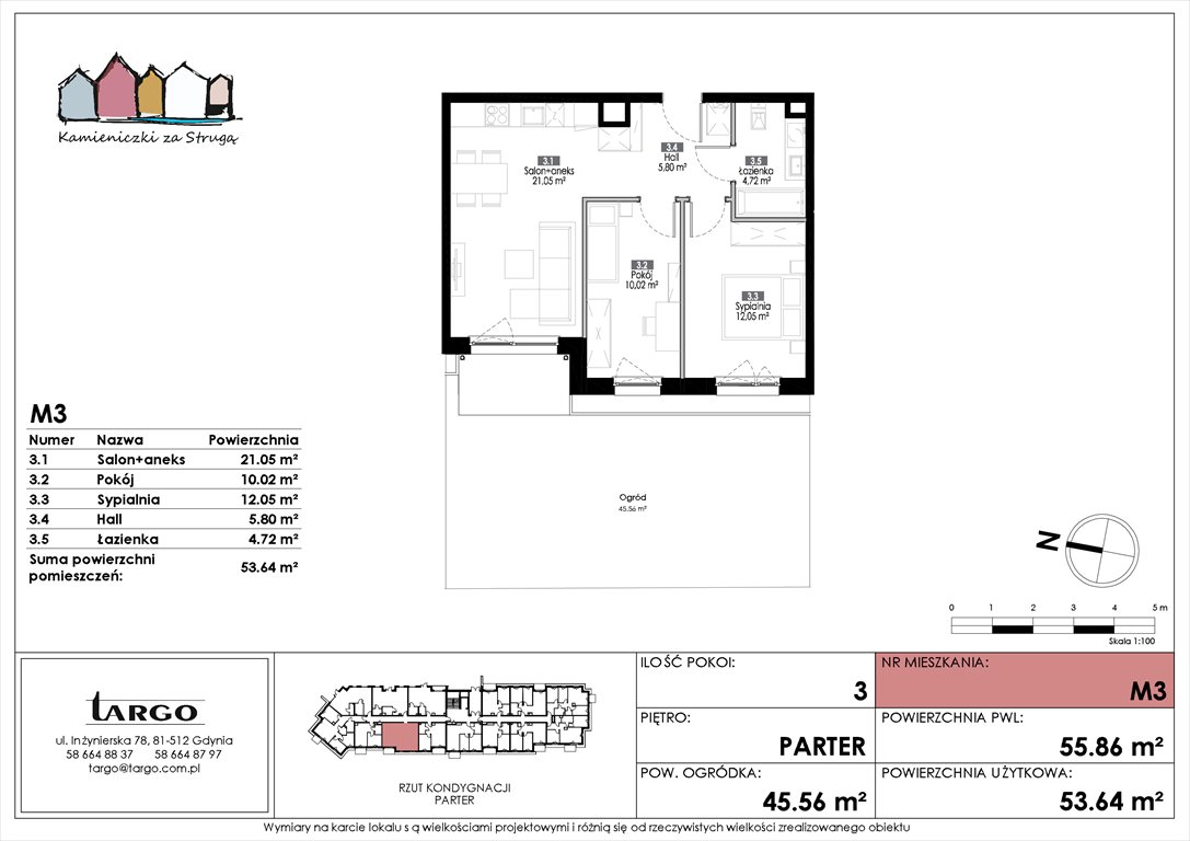 Nowe mieszkanie trzypokojowe Kamieniczki za Strugą Rumia, Kosynierów 9  54m2 Foto 1