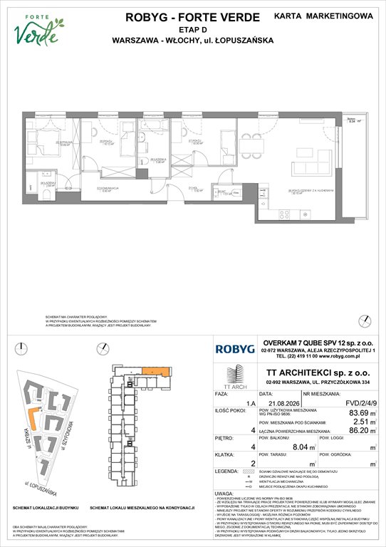 Nowe mieszkanie czteropokojowe  Forte Verde Warszawa, Włochy, Łopuszańska 28  84m2 Foto 1