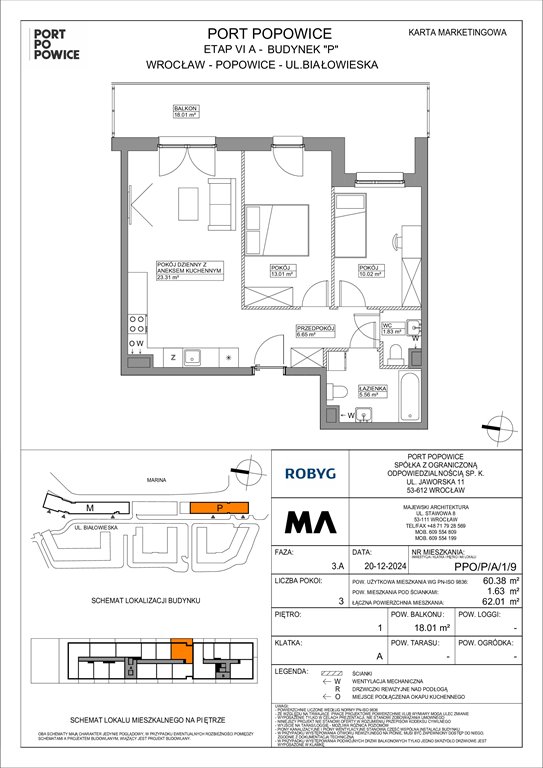 Nowe mieszkanie trzypokojowe Port Popowice Wrocław, Fabryczna, Białowieska 91a  60m2 Foto 1