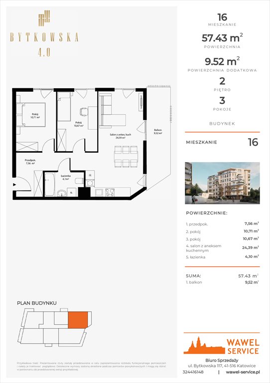 mieszkanie na sprzedaż 57m2 mieszkanie Katowice, Bytkowska
