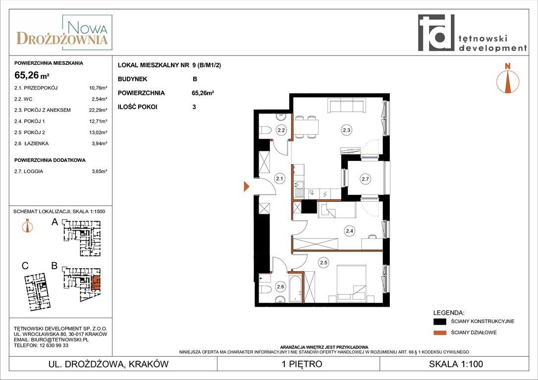 Nowe mieszkanie trzypokojowe NOWA DROŻDŻOWNIA ETAP II Kraków, Bieżanów, Drożdżowa  65m2 Foto 1