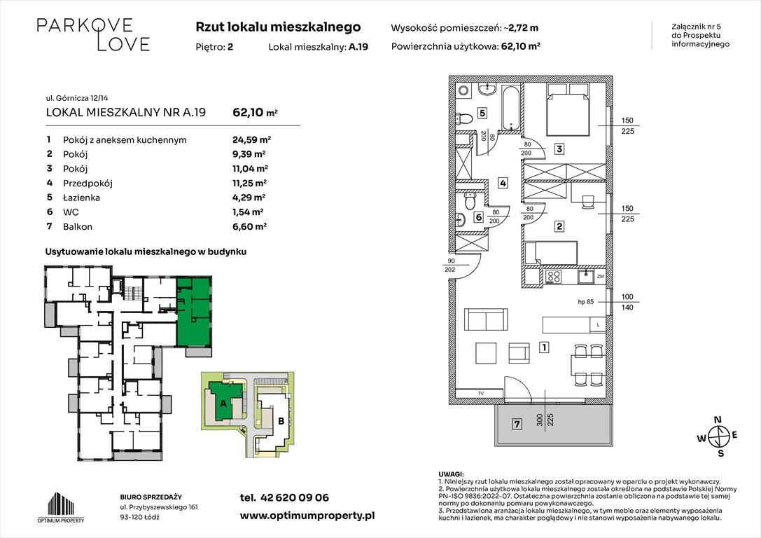 Nowe mieszkanie trzypokojowe PARKOVE LOVE Łódź, Bałuty-Doły, ul. Górnicza 12/14  62m2 Foto 1