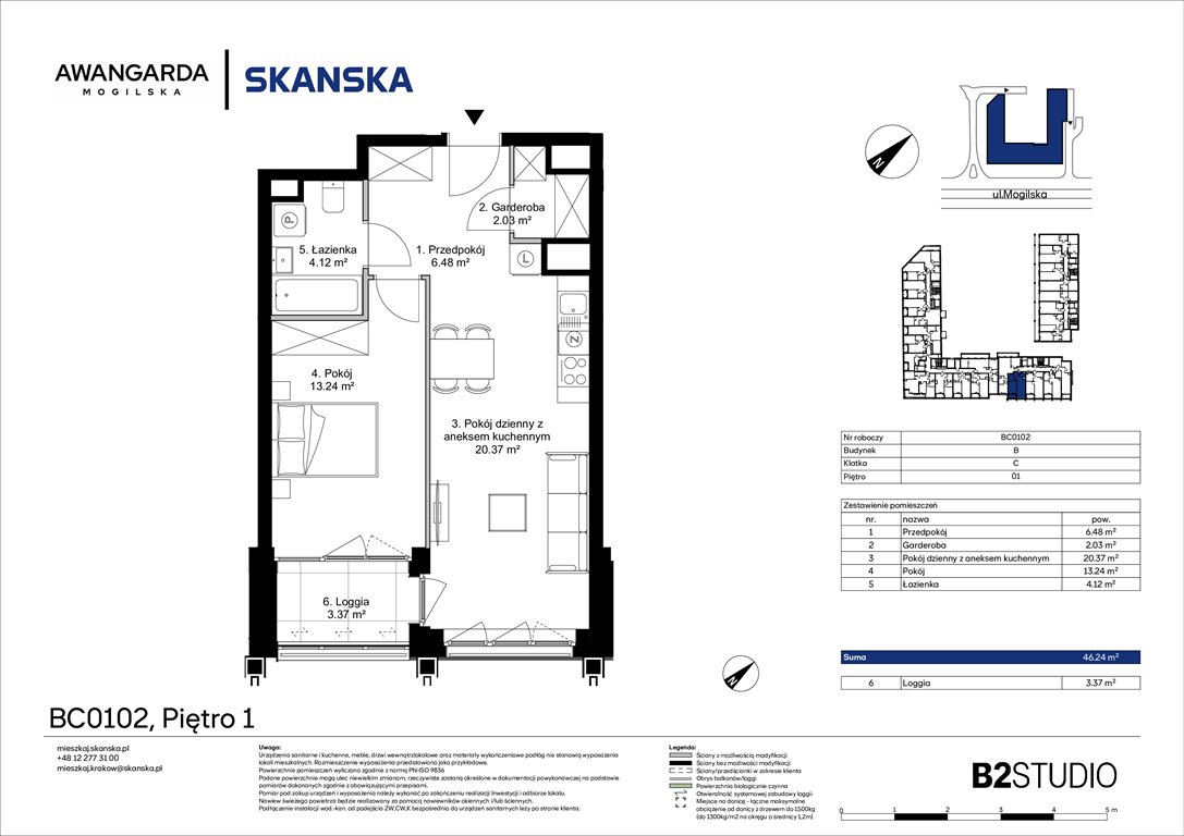 Nowe mieszkanie dwupokojowe Awangarda Mogilska Kraków, Prądnik Czerwony, Mogilska 126  46m2 Foto 1