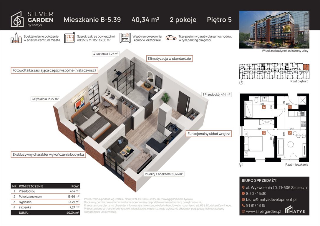 mieszkanie na sprzedaż 39m2 mieszkanie Szczecin, Centrum, al. Wyzwolenia 70 / ul. Staszica 21
