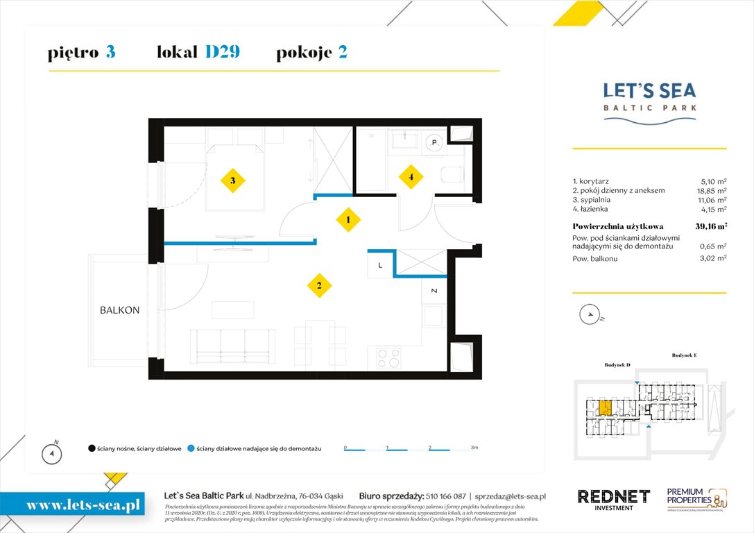 Nowe mieszkanie dwupokojowe Let's sea Baltic Park Gąski, Nadbrzeżna 52  39m2 Foto 1