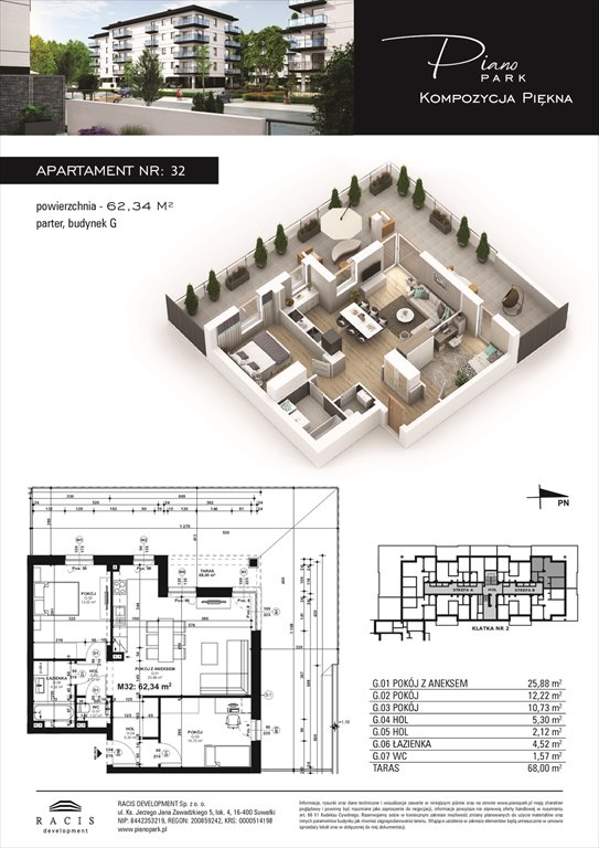 Nowe mieszkanie Piano Park Budynek G Suwałki, Rotmistrza Witolda Pileckiego  62m2 Foto 1