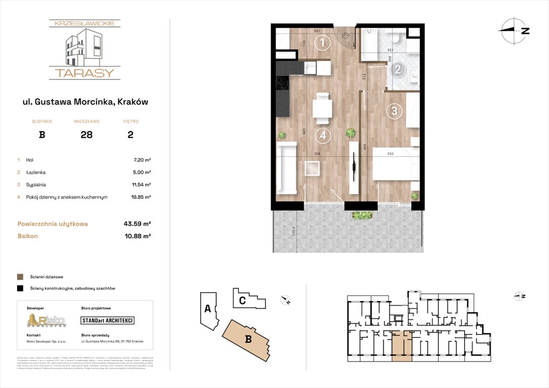 Nowe mieszkanie dwupokojowe KRZESŁAWICKIE TARASY Kraków, Wzgórza Krzesławickie, Gustawa Morcinka  44m2 Foto 1