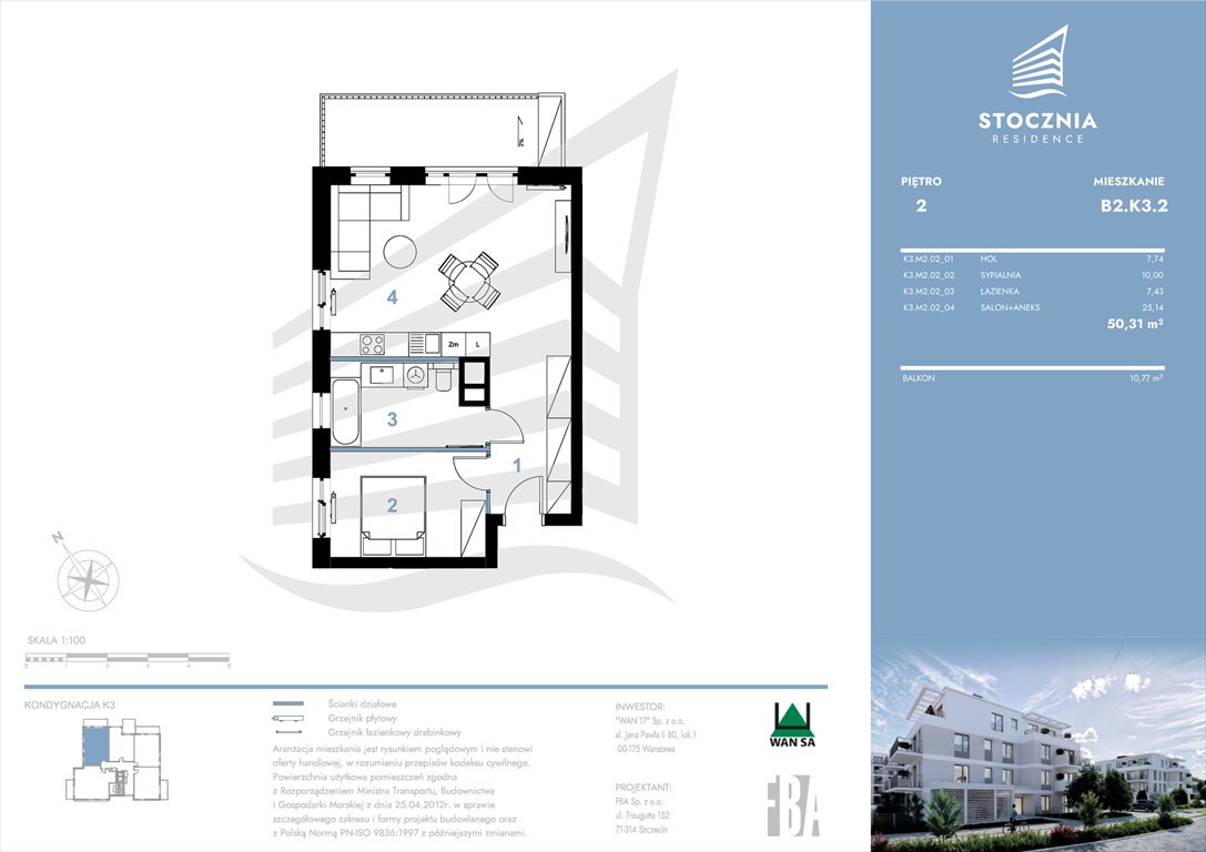 Nowe mieszkanie dwupokojowe Stocznia Residence Radziwie, ul. Popłacińska 42  50m2 Foto 1