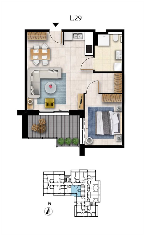 Nowe mieszkanie dwupokojowe Sunset Resort Grzybowo, Nadmorska 98 -106  49m2 Foto 1