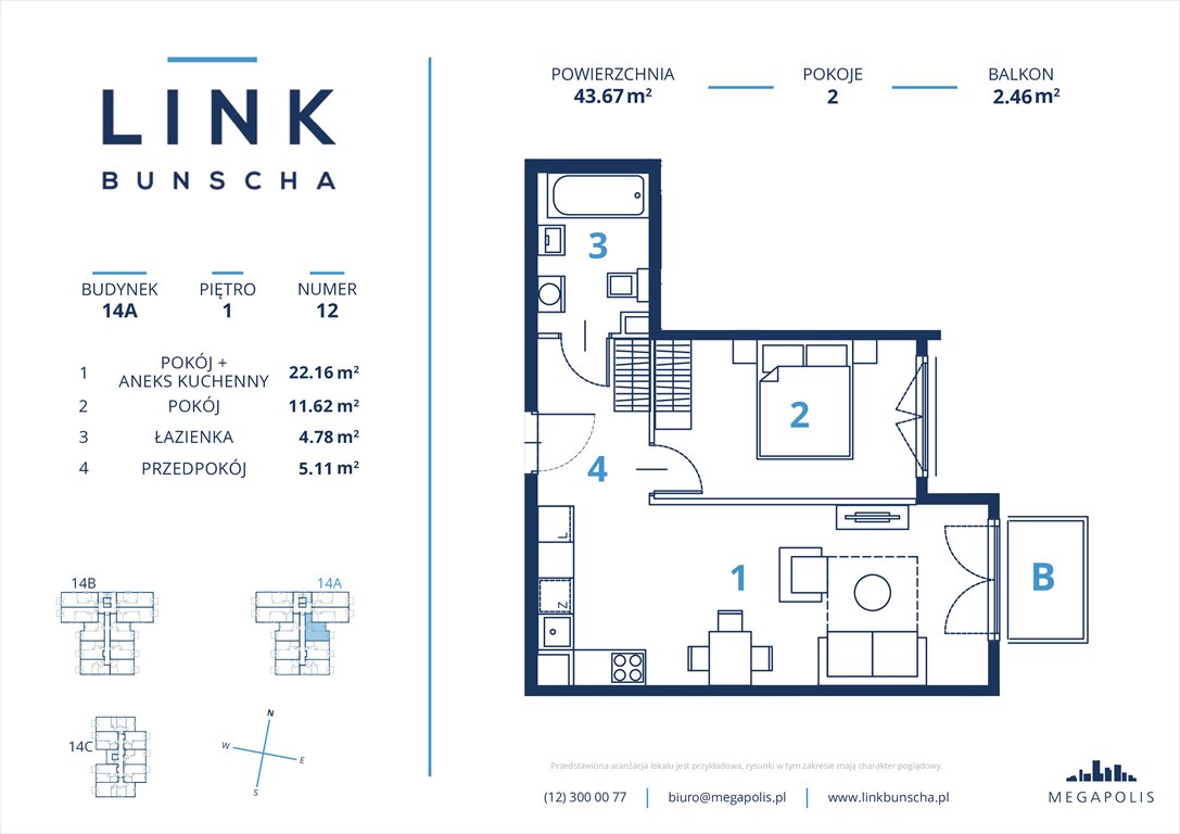 Nowe mieszkanie dwupokojowe Link Bunscha Kraków, Ruczaj, Bunscha 14a  44m2 Foto 1