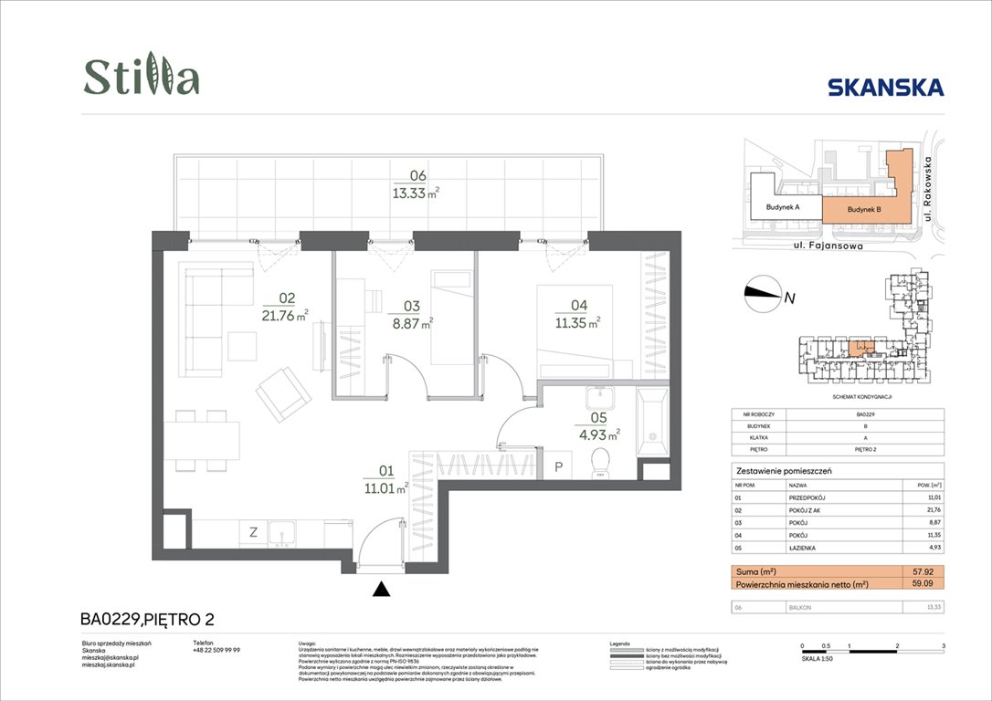 Nowe mieszkanie trzypokojowe Stilla Warszawa, Fajansowa 5  58m2 Foto 1