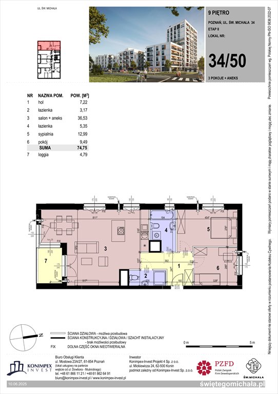 Nowe mieszkanie trzypokojowe Świętego Michała etap 2 Poznań, Komandoria, Świętego Michała 36  75m2 Foto 1