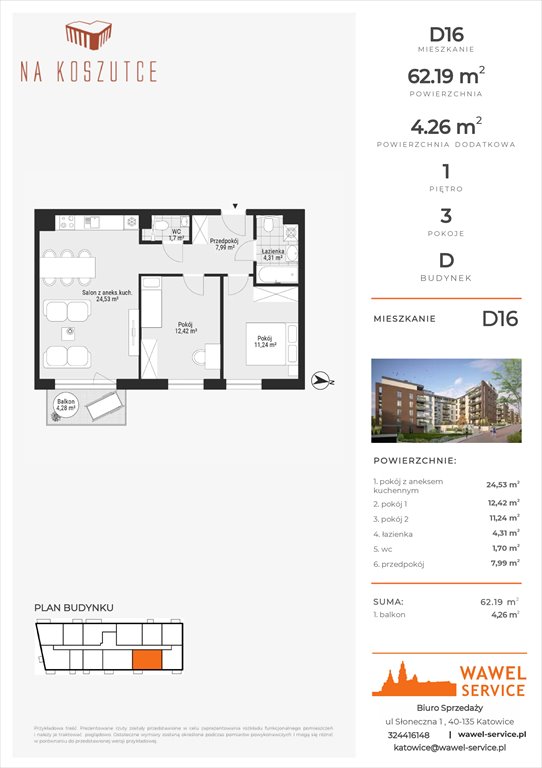 Nowe mieszkanie trzypokojowe Na Koszutce II Katowice, Słoneczna 1  62m2 Foto 1