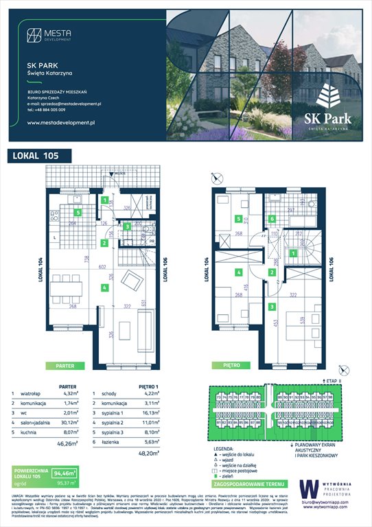 Nowe mieszkanie czteropokojowe  SK Park Święta Katarzyna Siechnice, Święta Katarzyna, Łąkowa  94m2 Foto 1