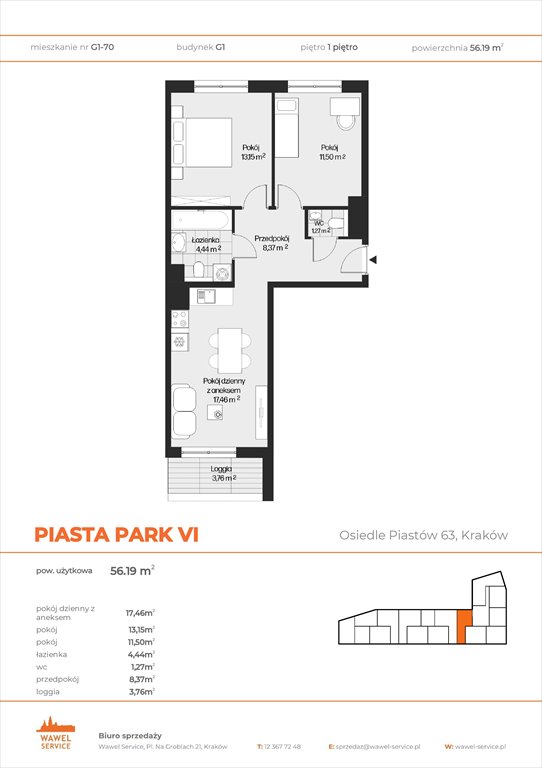 Nowe mieszkanie trzypokojowe PIASTA PARK VI Kraków, Mistrzejowice, Osiedle Piastów 63  56m2 Foto 1