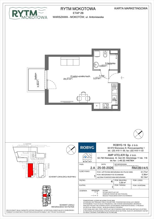Nowa kawalerka Rytm Mokotowa Warszawa, Mokotów, Antoniewska 3B  32m2 Foto 1