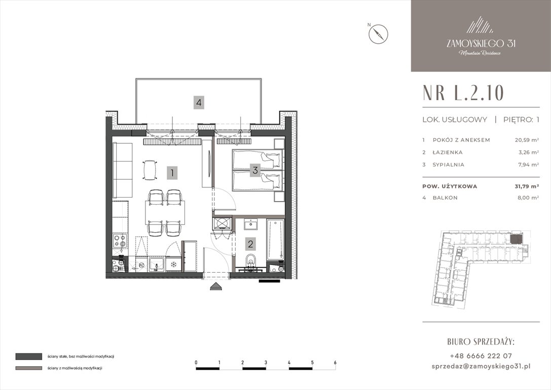 Nowe mieszkanie dwupokojowe Zamoyskiego 31 Zakopanego, Zamoyskiego 31  32m2 Foto 1