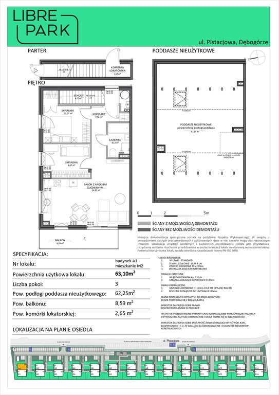 Nowe mieszkanie trzypokojowe Osiedle Libre Park Dębogórze, Pistacjowa 5  63m2 Foto 1