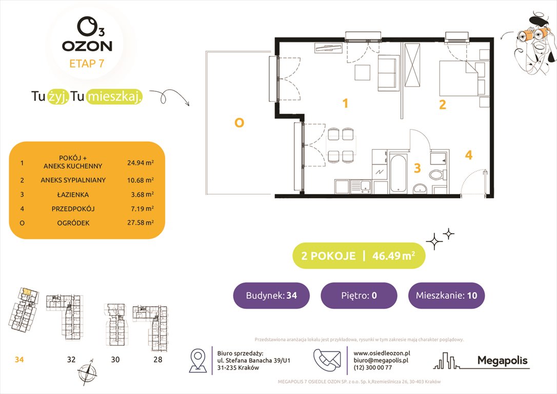 Nowe mieszkanie dwupokojowe Osiedle Ozon etap 7 Kraków, Prądnik Biały, Banacha 28-34  46m2 Foto 1