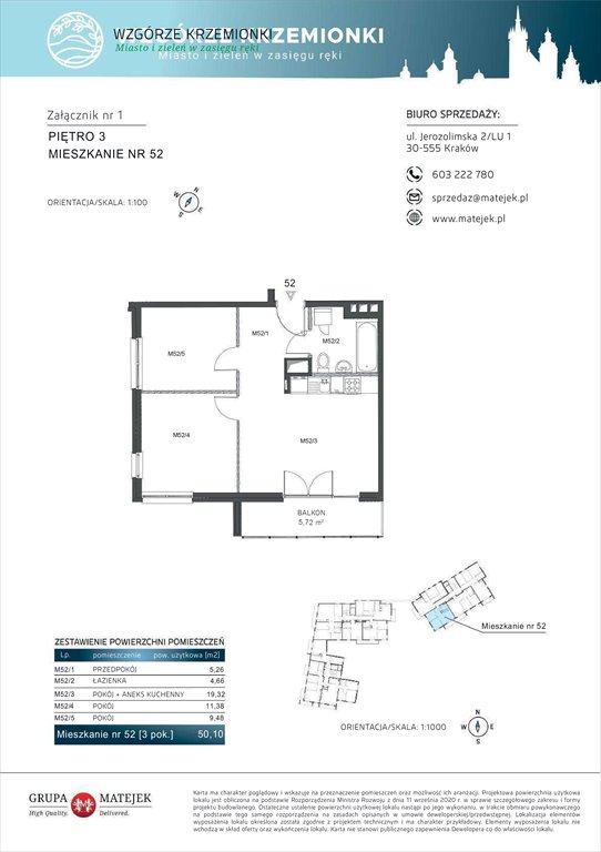Nowe mieszkanie trzypokojowe WZGÓRZE KRZEMIONKI 2 Kraków, Podgórze, Jerozolimska 4  50m2 Foto 1