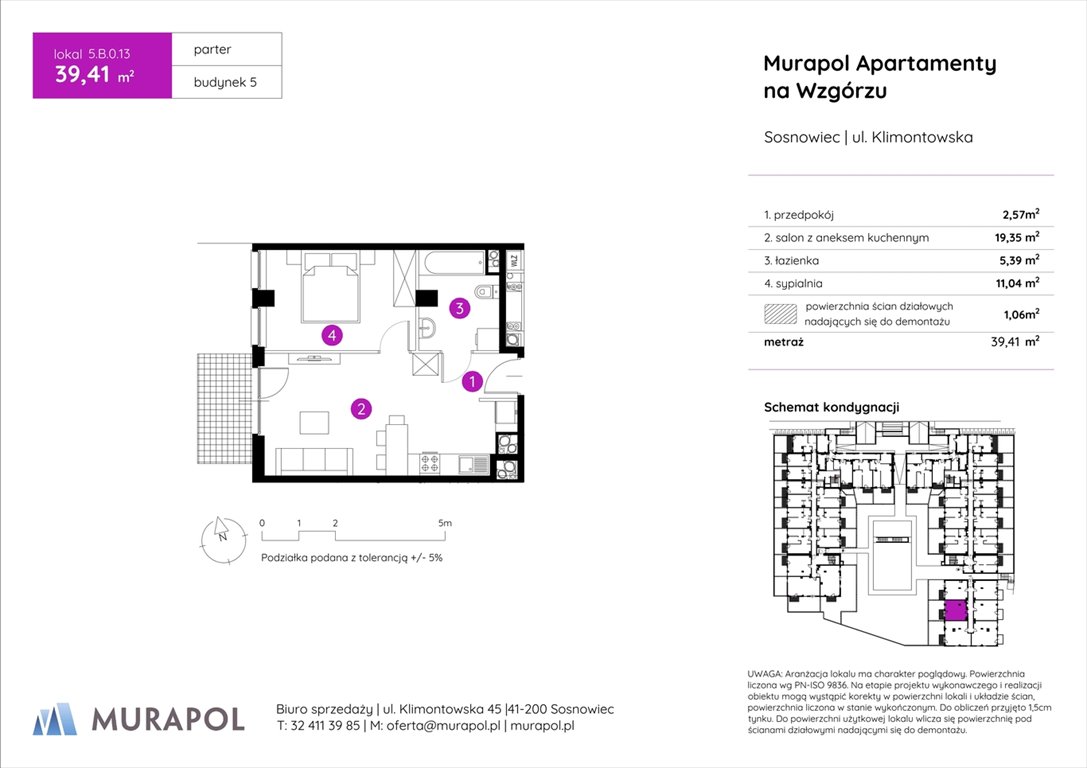 Nowe mieszkanie dwupokojowe Murapol Apartamenty na Wzgórzu Sosnowiec, ul. Klimontowska  39m2 Foto 1