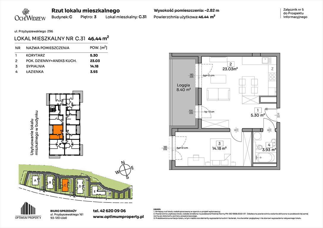Nowe mieszkanie dwupokojowe OchWidzew Łódź, Widzew, Przybyszewskiego 292-300  46m2 Foto 1