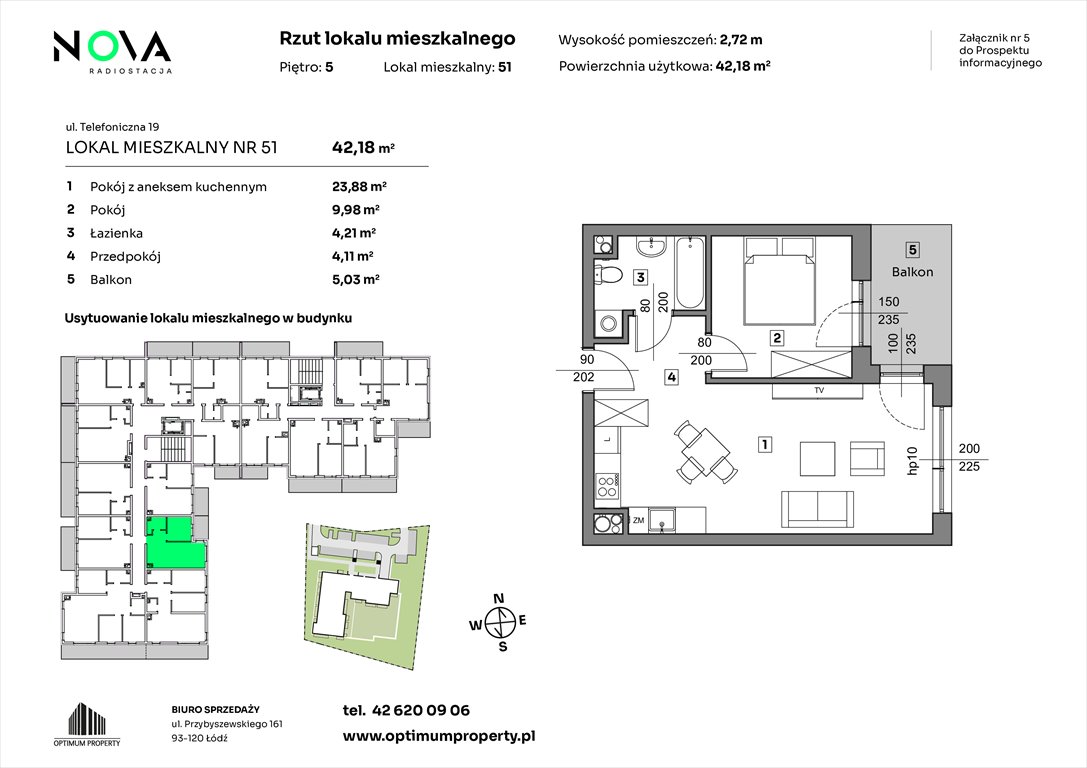 Nowe mieszkanie dwupokojowe NOVA RADIOSTACJA  Łódź, Śródmieście, ul. Telefoniczna 19  42m2 Foto 1