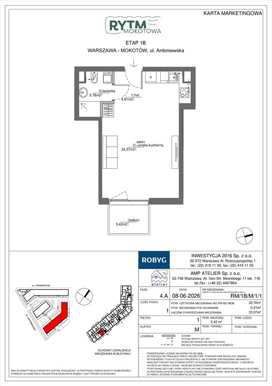 Nowa kawalerka Rytm Mokotowa Warszawa, Mokotów, Antoniewska 3B  33m2 Foto 1