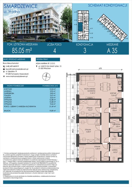 Nowe mieszkanie czteropokojowe  AQUA MARINA SMARDZEWICE, WODNA  85m2 Foto 1
