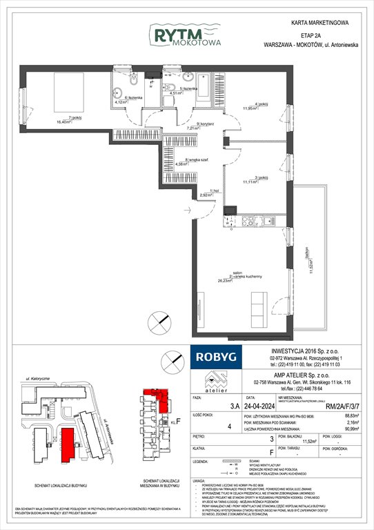 Nowe mieszkanie czteropokojowe  Rytm Mokotowa Warszawa, Mokotów, Antoniewska  89m2 Foto 1