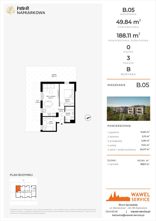 mieszkanie na sprzedaż 50m2 mieszkanie Będzin, Gzichów, Namiarkowa 15F