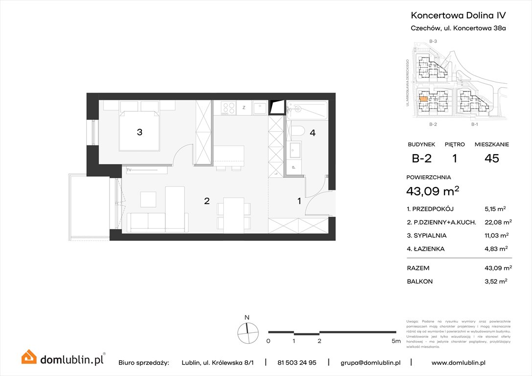 Nowe mieszkanie dwupokojowe Koncertowa Dolina Lublin, Choiny, Koncertowa  43m2 Foto 1