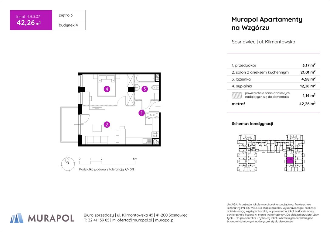 Nowe mieszkanie dwupokojowe Murapol Apartamenty na Wzgórzu Sosnowiec, ul. Klimontowska  42m2 Foto 1