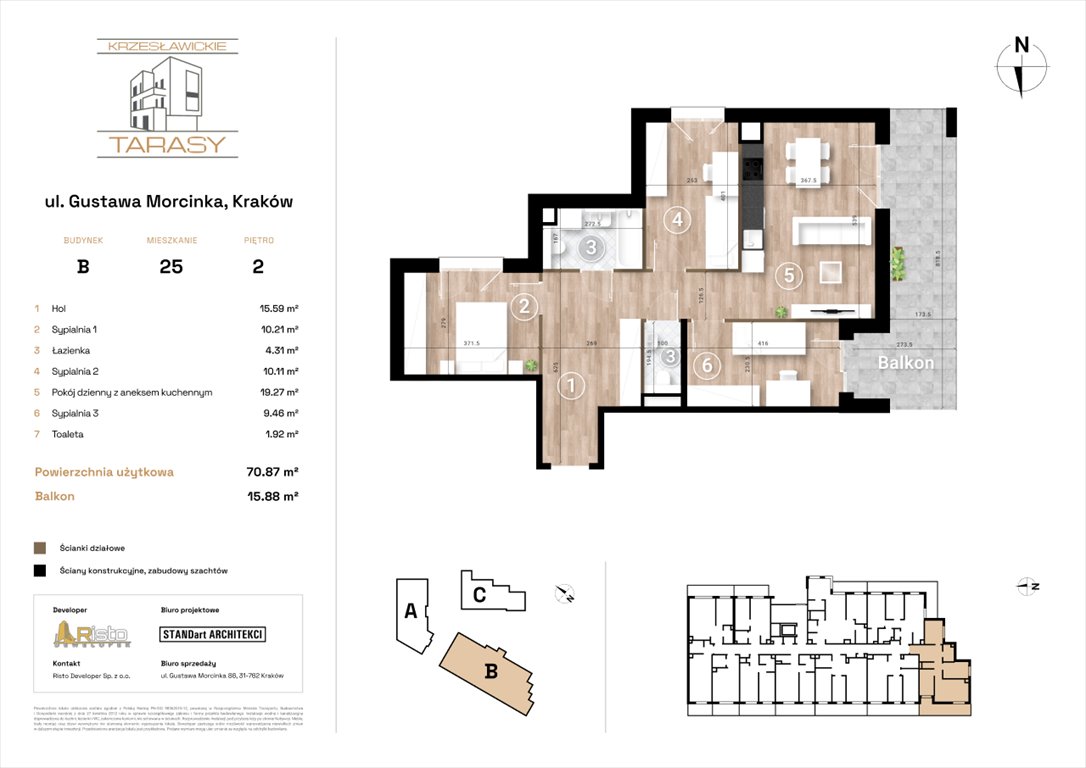 Nowe mieszkanie czteropokojowe  KRZESŁAWICKIE TARASY Kraków, Wzgórza Krzesławickie, Gustawa Morcinka  71m2 Foto 1