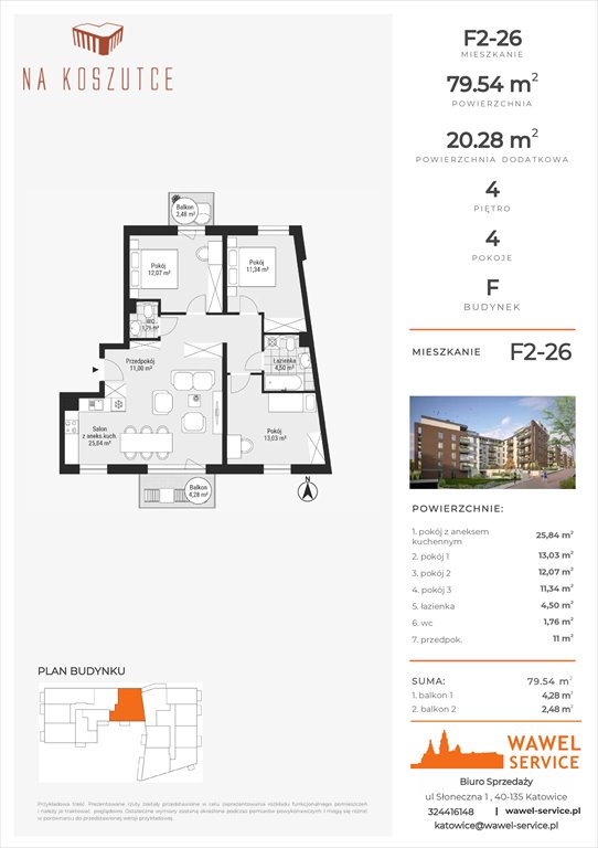 Nowe mieszkanie czteropokojowe  Na Koszutce II Katowice, Słoneczna 1  80m2 Foto 1