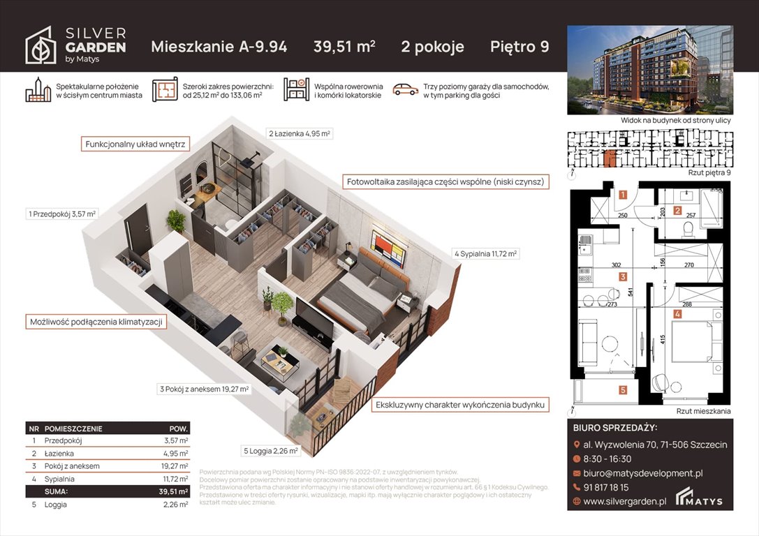 mieszkanie na sprzedaż 40m2 mieszkanie Szczecin, Centrum, al. Wyzwolenia 70 / ul. Staszica 21