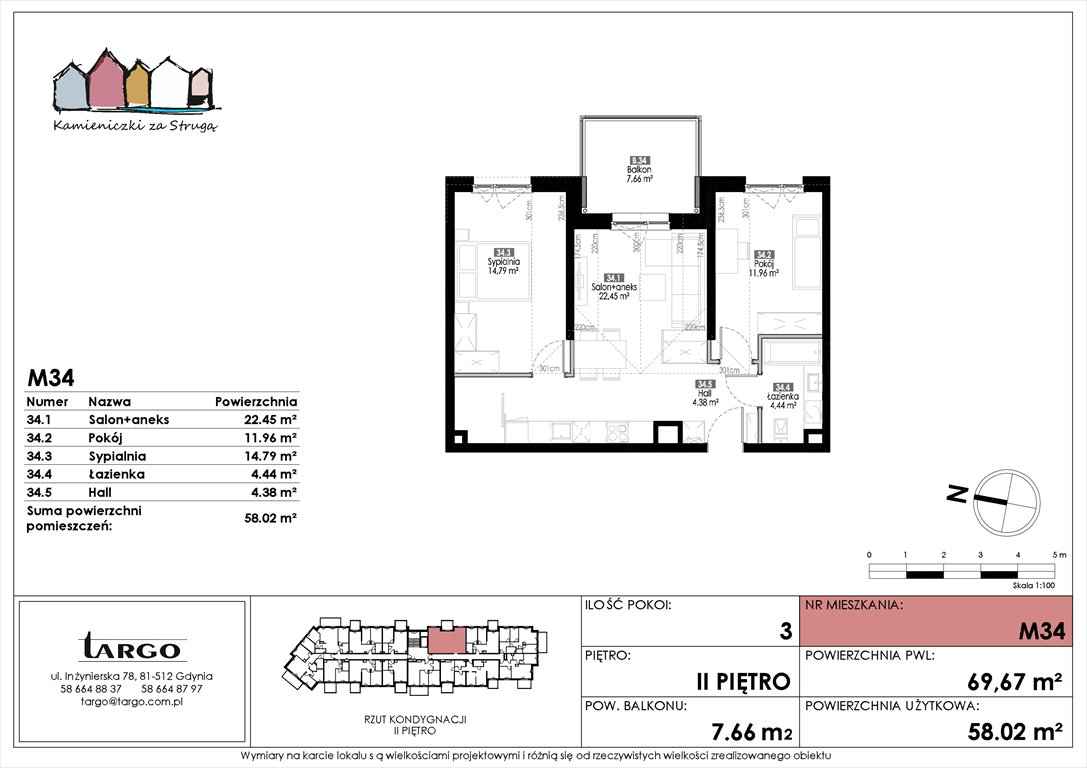 Nowe mieszkanie trzypokojowe Kamieniczki za Strugą Rumia, Kosynierów 9  58m2 Foto 1